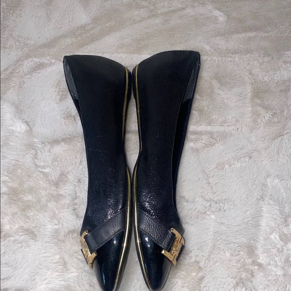 Black and Gold Ballet Flats with Pointed Toe - Picture 5 of 9